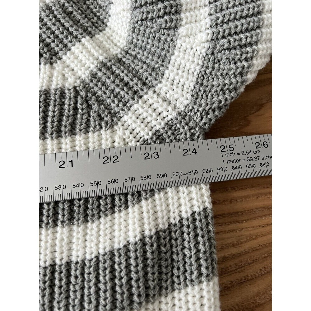 A New Day Sweater Womens XL Grey Striped Pullover Slouchy Boho Cozy‎ Chunky Knit - Picture 3 of 9
